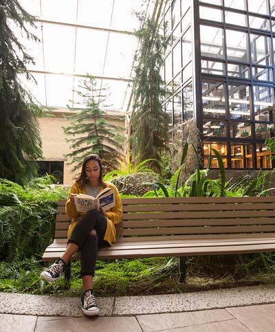 student sitting on the bench