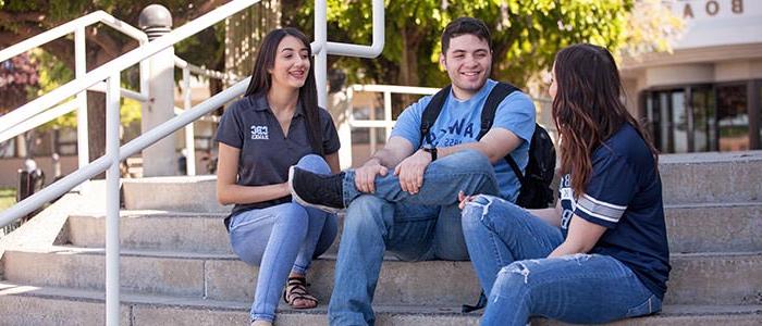 Students on steps